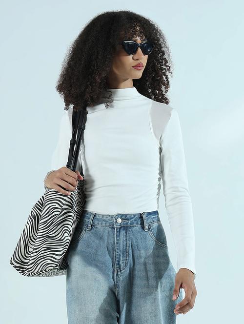 women solid long sleeve high neck regular top - 21941974 - Very Small Image - 1