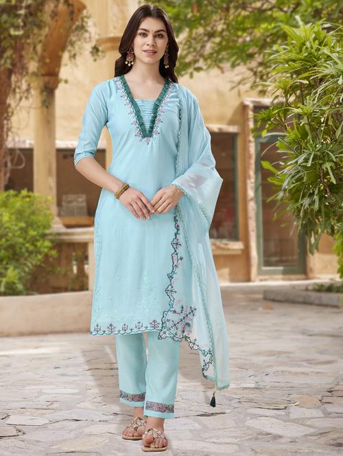 women three quarter sleeve kurta pant with dupatta set - 21942015 - Very Small Image - 1