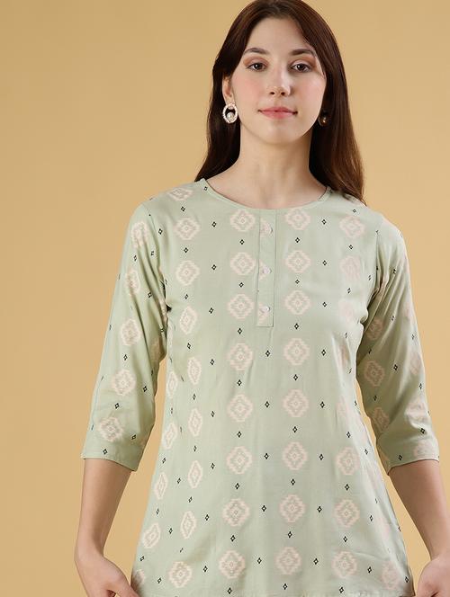 Women Printed Three Quarter Sleeve Kurti - 21942926 - Very Small Image - 1