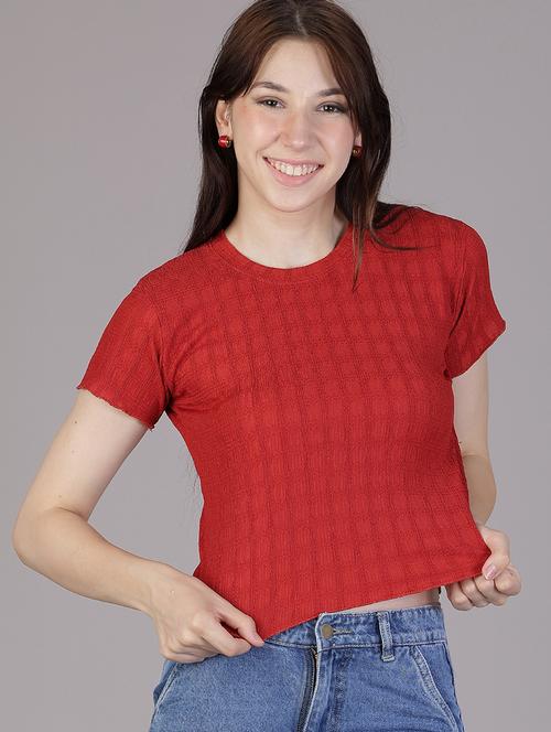 women solid short sleeve crop top - 21942936 - Very Small Image - 1