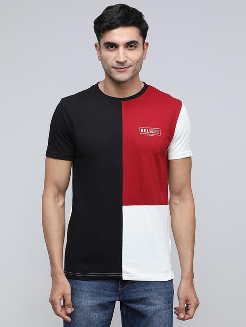 men color block short sleeve slim fit t-shirt - 21943026 - Very Small Image - 1