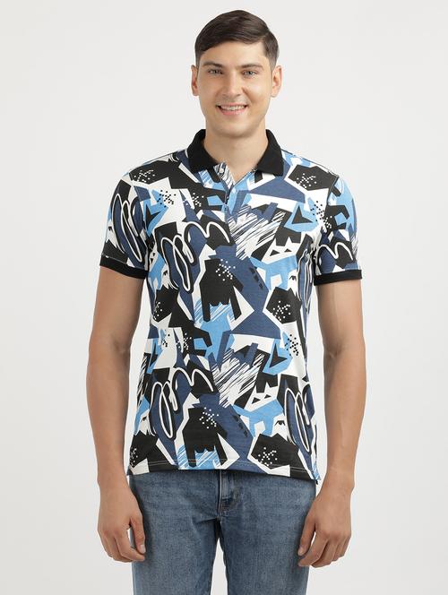 men printed short sleeve slim fit polo t-shirt - 21943046 - Very Small Image - 1
