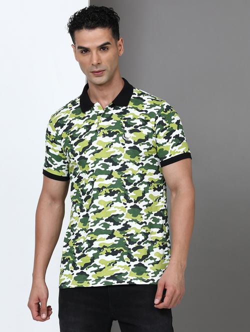 men printed short sleeve slim fit polo t-shirt - 21943047 - Very Small Image - 1