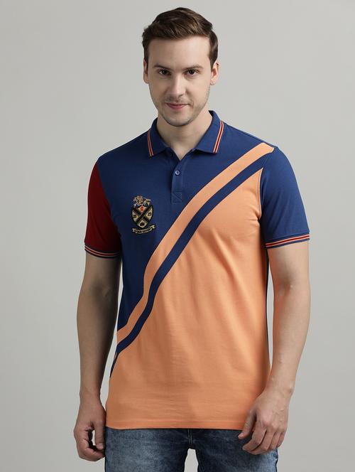 men color block short sleeve slim fit polo t-shirt - 21943053 - Very Small Image - 1
