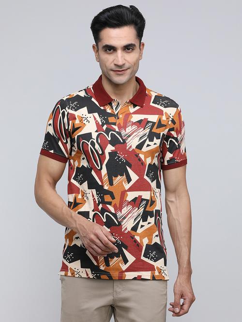 men printed short sleeve slim fit polo t-shirt - 21943063 - Very Small Image - 1
