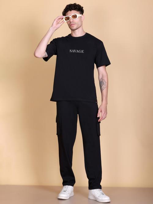 men typographic short sleeve regular fit full length co-ord set - 21943443 - Very Small Image - 1