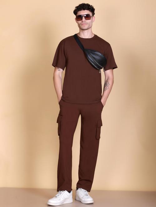 men solid short sleeve regular fit full length co-ord set - 21943454 - Very Small Image - 1