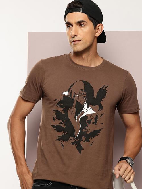 men front print round neck regular fit t-shirt - 21943482 - Very Small Image - 1