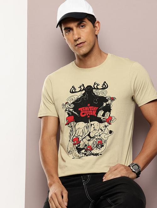 men front print round neck regular fit t-shirt - 21943484 - Very Small Image - 1