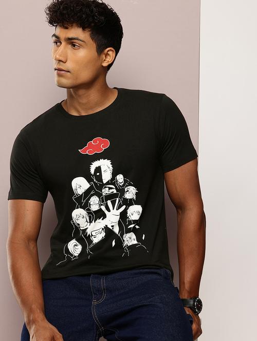 men front print round neck regular fit t-shirt - 21943486 - Very Small Image - 1