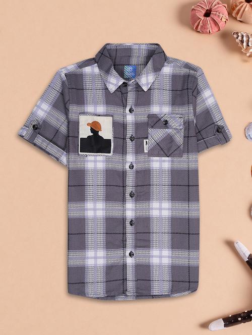 boys checkered collarerd short sleeve shirt - 21943512 - Very Small Image - 1