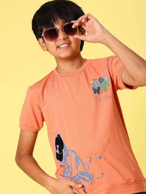 boys front & back printed round neck t-shirt - 21943529 - Very Small Image - 1