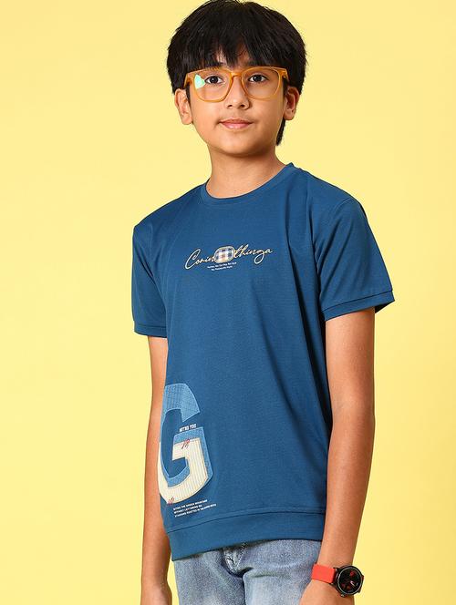 boys placement print round neck t-shirt - 21943540 - Very Small Image - 1