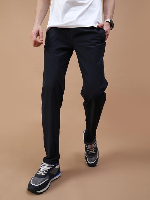 men solid mid rise full length track pant - 21943834 - Very Small Image - 1