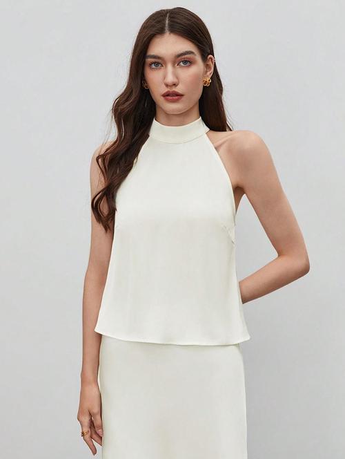 women solid halter neck sleeveless top - 21944527 - Very Small Image - 1