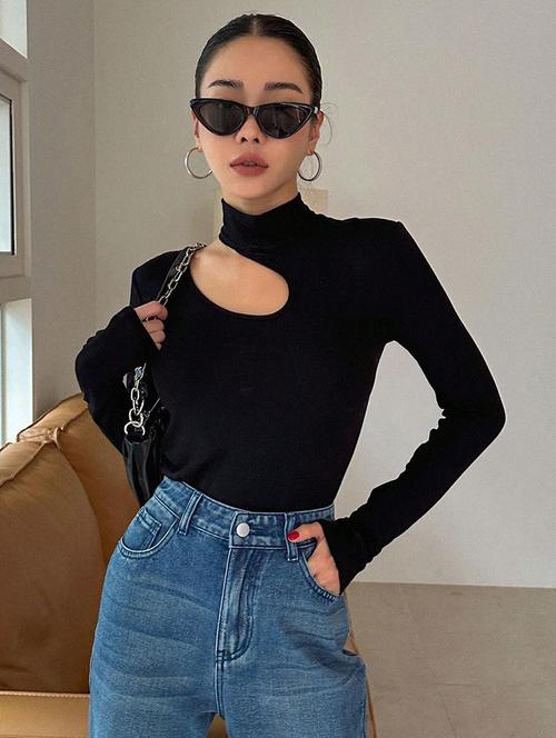 black cotton blend regular top - 21944597 - Very Small Image - 1