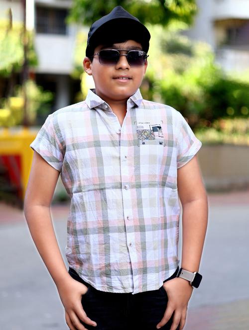 boys checkered short sleeve casual shirt - 21944715 - Very Small Image - 1