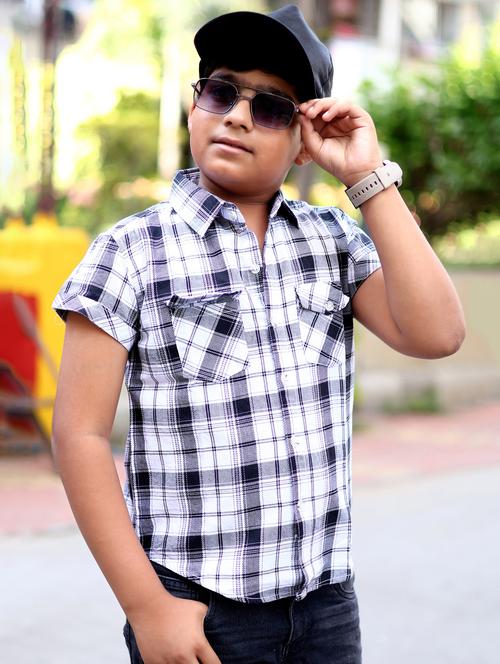 boys checkered short sleeve casual shirt - 21944717 - Very Small Image - 1