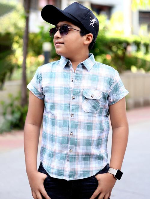 boys checkered short sleeve casual shirt - 21944718 - Very Small Image - 1