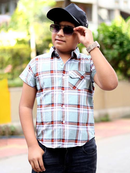 boys checkered short sleeve casual shirt - 21944725 - Very Small Image - 1