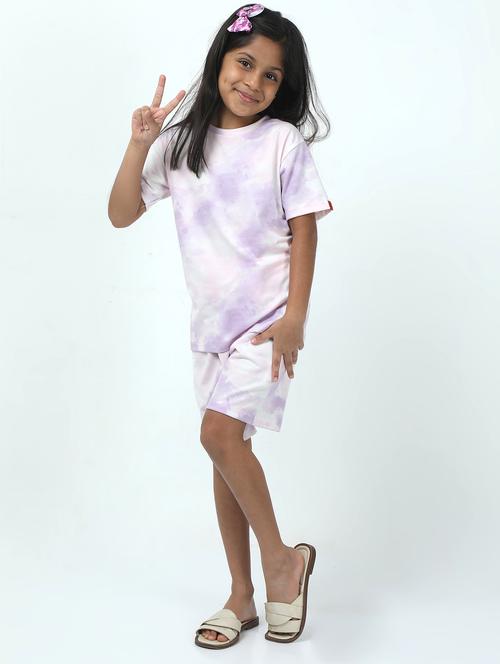 girls tie & dye printed t-shirt & shorts co-ords set - 21944750 - Very Small Image - 1