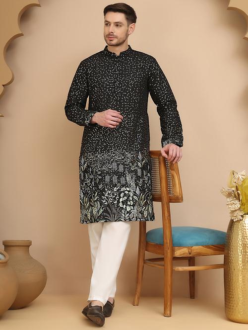 men mandarin neck kurta pyjama ethnic wear set - 21944760 - Very Small Image - 1