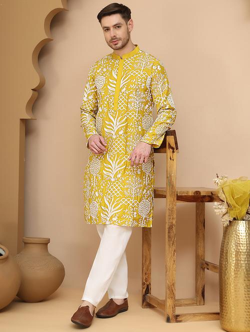 men mandarin neck kurta pyjama ethnic wear set - 21944761 - Very Small Image - 1
