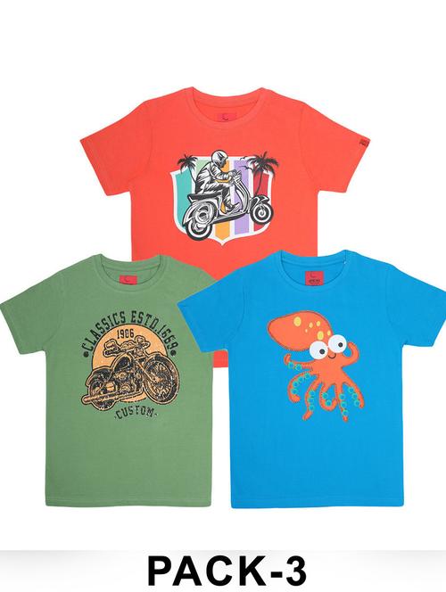 boys pack of 3 printed round neck t-shirt  - 21944794 - Very Small Image - 1