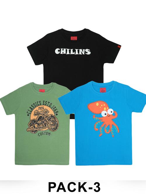 boys pack of 3 printed round neck t-shirt  - 21944798 - Very Small Image - 1