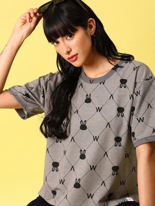 women printed short sleeve boxy t-shirt - 21944851 - Very Small Image - 1