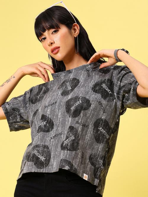 women printed short sleeve boxy t-shirt - 21944852 - Very Small Image - 1