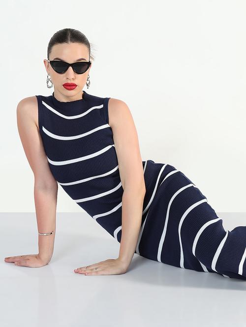 women striped sleeveless bodycon dress - 21946356 - Very Small Image - 1