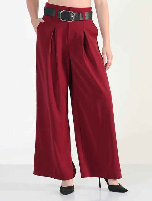 women solid high rise korean pants  - 21946394 - Very Small Image - 1
