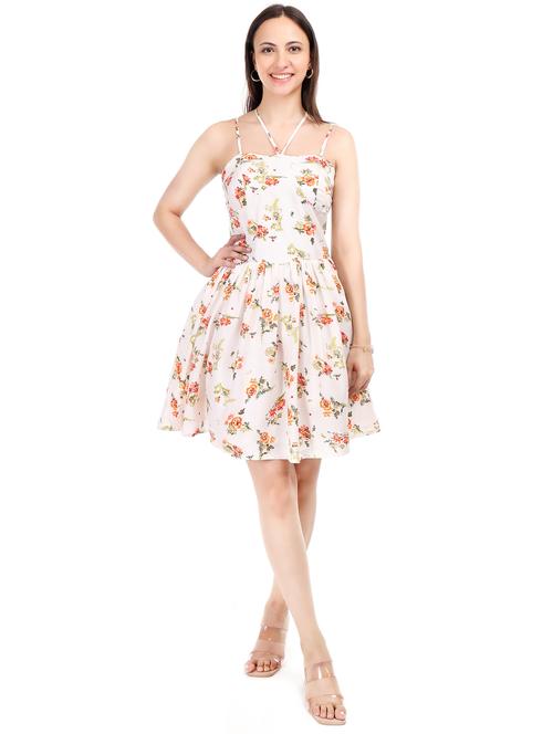 women floral print shoulder strap fit & flare dress - 21946603 - Very Small Image - 1