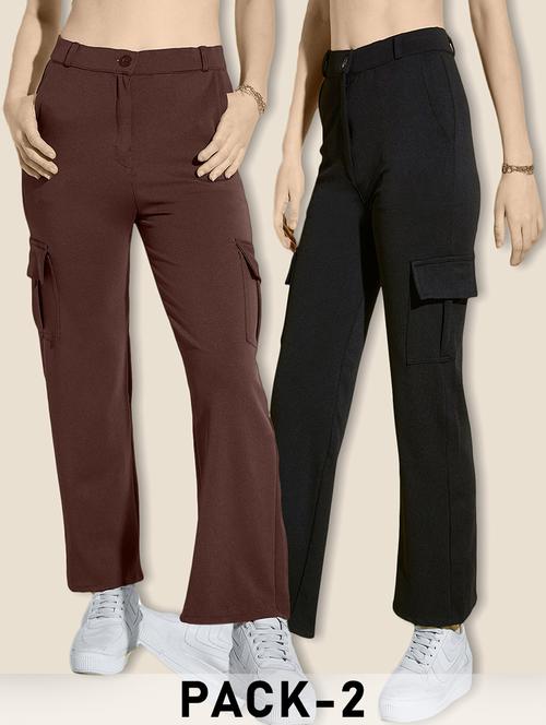 women pack of 2 solid mid rise cargo - 21946763 - Very Small Image - 1