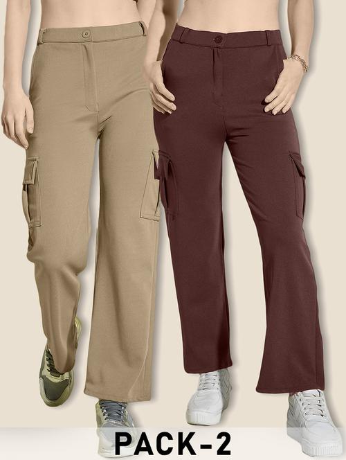 women pack of 2 solid mid rise cargo - 21946766 - Very Small Image - 1