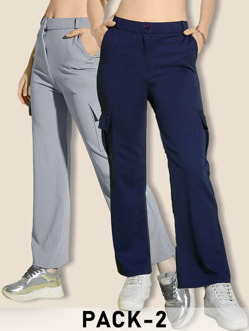 women pack of 2 solid mid rise cargo - 21946771 - Very Small Image - 1