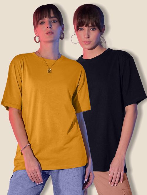 women packof 2 solid short sleeve oversized t-shirt - 21946839 - Very Small Image - 1