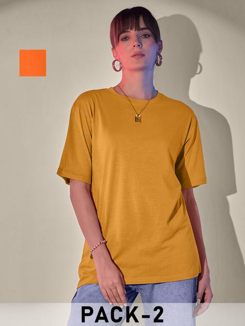 women pack of 2 solid short sleeve oversized t-shirt - 21946844 - Very Small Image - 1