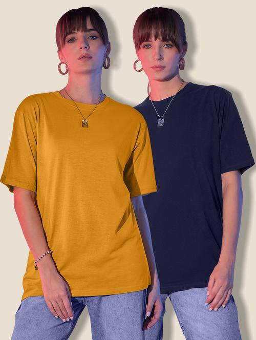 women packof 2 solid short sleeve oversized t-shirt - 21946849 - Very Small Image - 1