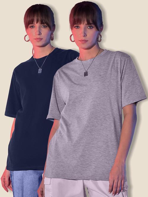 women pack of 2 solid short sleeve oversized t-shirt - 21946851 - Very Small Image - 1