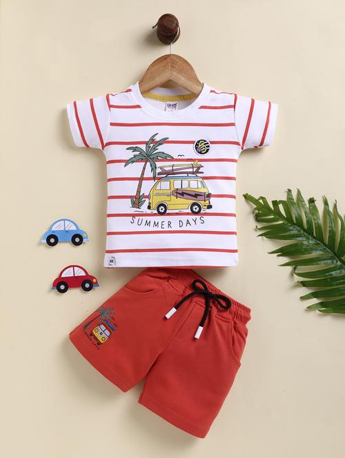 boys striped t-shirt and short  set - 21947592 - Very Small Image - 1