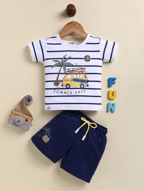 boys striped t-shirt and short set - 21947600 - Very Small Image - 1