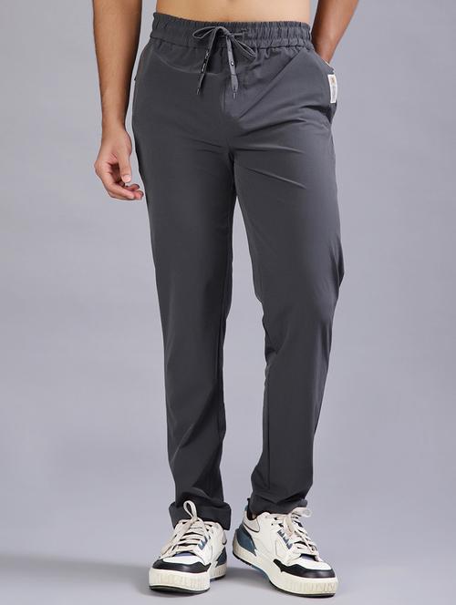 men solid mid rise full length track pant - 21947784 - Very Small Image - 1