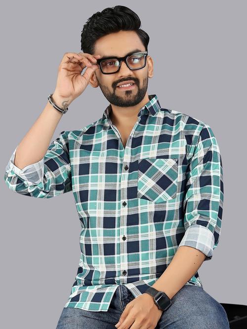 men checkered long sleeve regular fit casual shirt - 21947941 - Very Small Image - 1