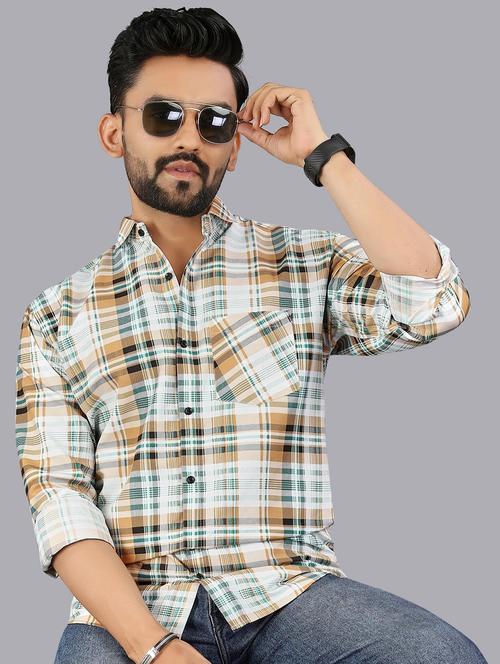 men checkered long sleeve regular fit casual shirt - 21947944 - Very Small Image - 1