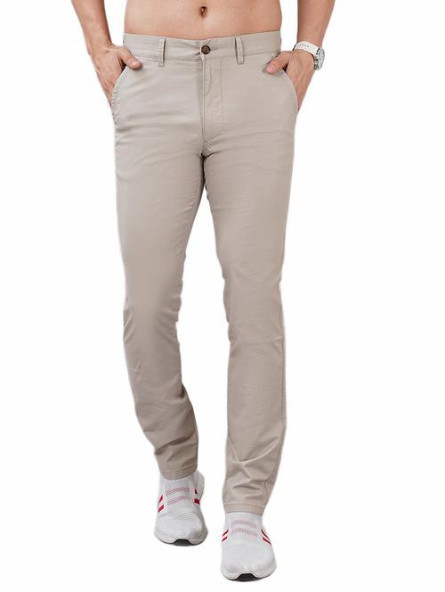 men solid md rise flat front casual chinos  - 21948401 - Very Small Image - 1