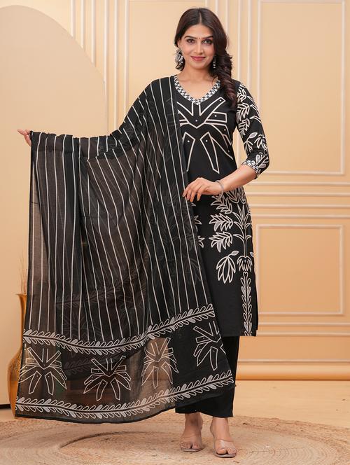 women three quarter sleeve kurta pant with dupatta set - 21948500 - Very Small Image - 1