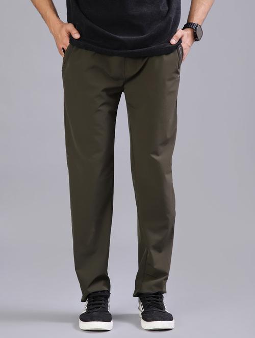 men solid mid rise full length track pant - 21948684 - Very Small Image - 1
