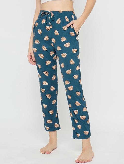 women printed cotton blend ankle length pajamas - 21948839 - Very Small Image - 1